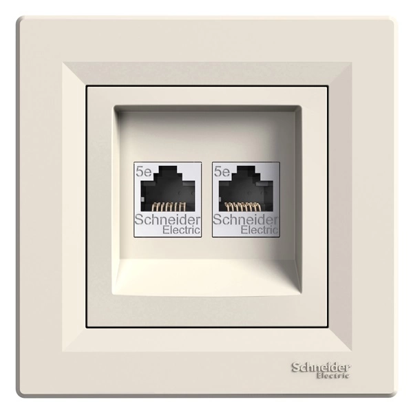 Schneider EPH4400123 ASFORA bézs 2xRJ45 Cat5e UTP aljzat