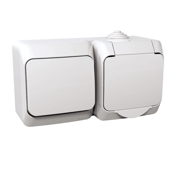 Schneider WDE000500 CEDAR PLUS egypólusú kapcsolóval/IP44/fehér 2P+F csatlakozóaljzat