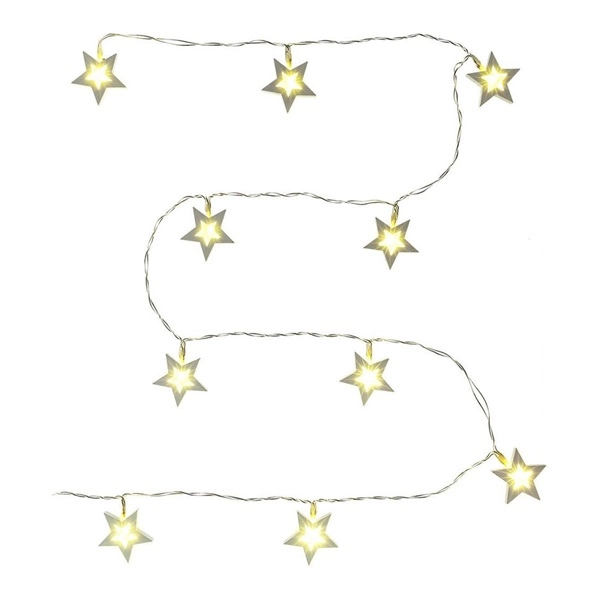 Retlux RXL 239 10 LED/2x AA/meleg fehér/fehér csillagok karácsonyi fényfüggöny