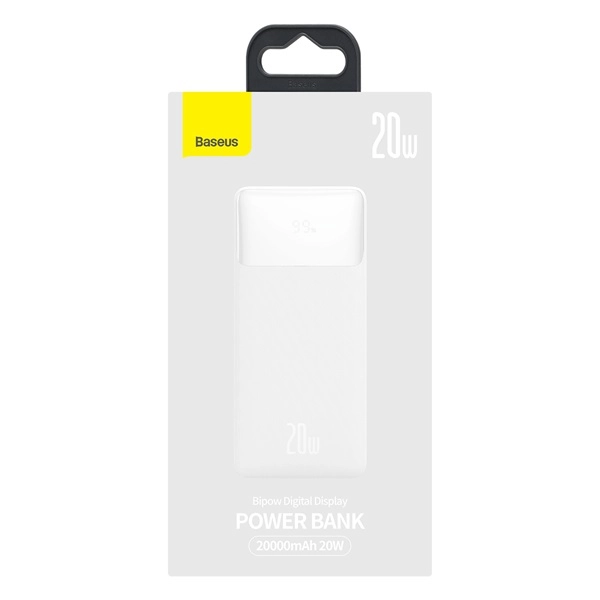 Baseus Bipow PPBD050501 20.000mAh, 20W, fekete (Micro-USB kábel, 25cm) kijelzős power bank