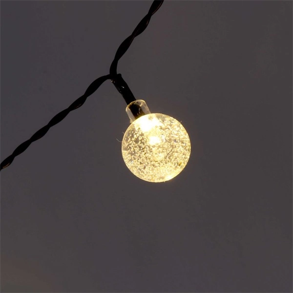 Iris Buborékgömb alakú 16mm/8 programos/12m/IPX3 szabványos/meleg fehér/100db LED-es/napelemes fényfüzér, fénydekoráció