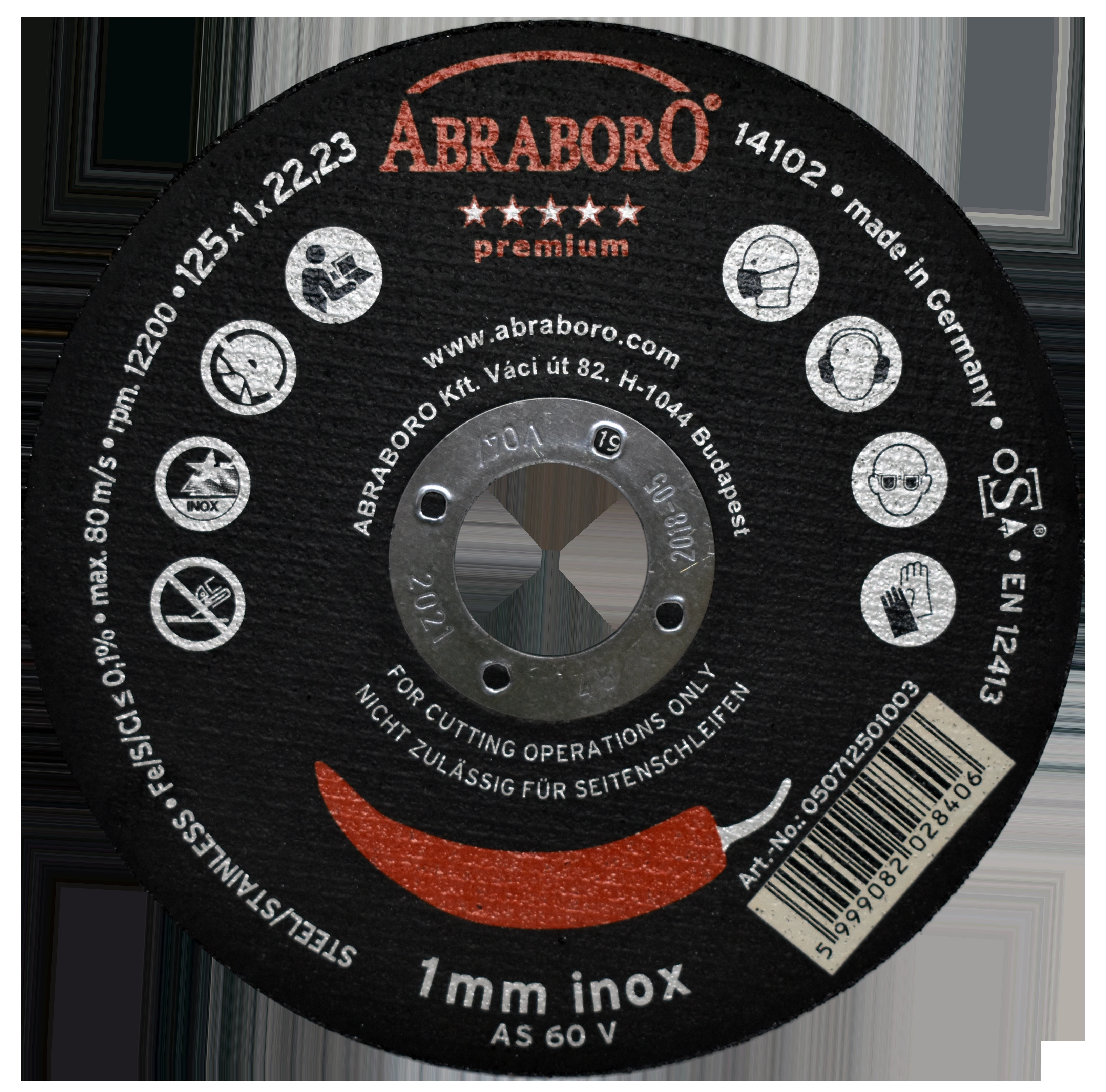 ABR.CHILI INOX PREMIUM VÁGÓKORONG 125x1,0x22,23